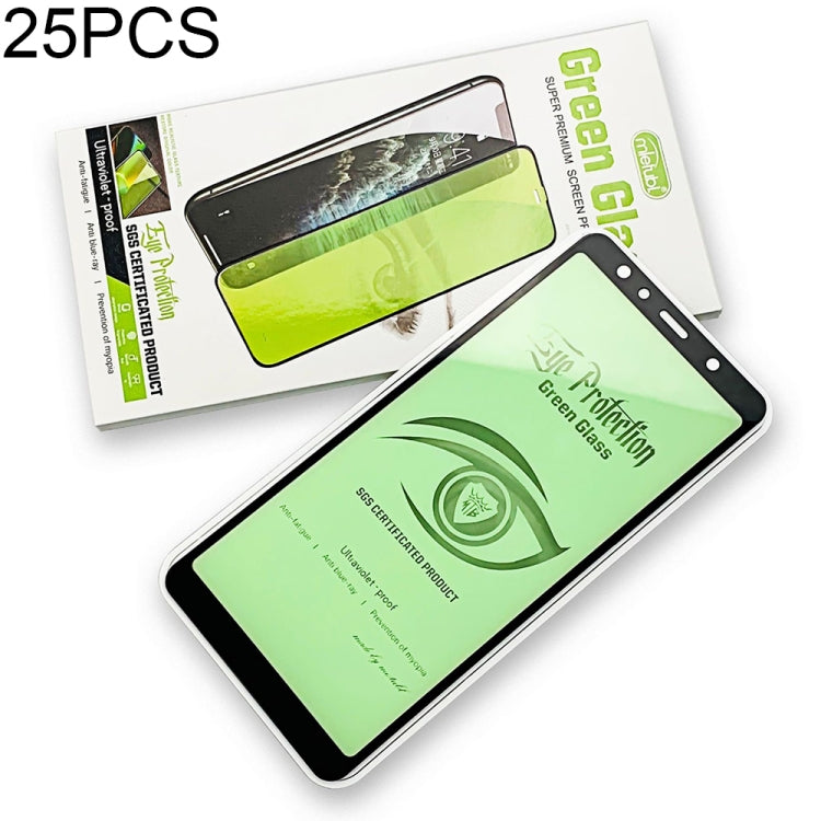 25 PCS MIETUBL 9H Hardness Eye-caring Anti-glare Green Light Tempered Glass Film for Galaxy A7(2018)