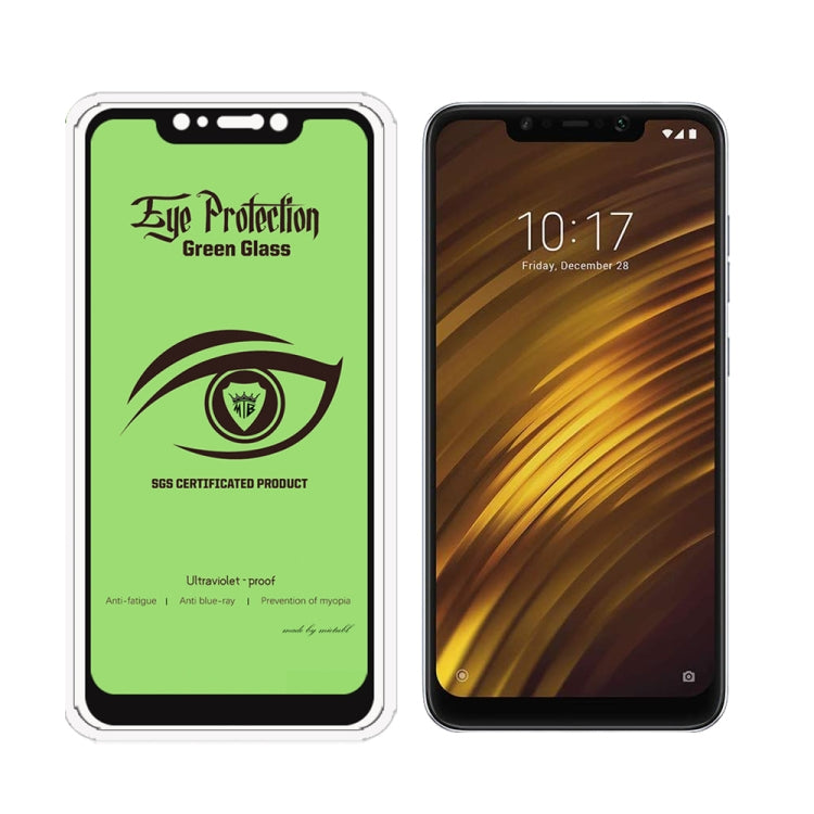 25 PCS MIETUBL 9H Hardness Eye-caring Anti-glare Green Light Tempered Glass Film for Xiaomi Pocophone F1