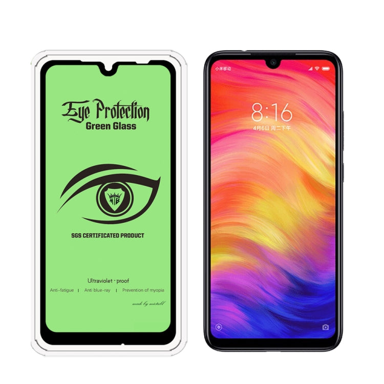 25 PCS MIETUBL 9H Hardness Eye-caring Anti-glare Green Light Tempered Glass Film for Xiaomi Note 7S