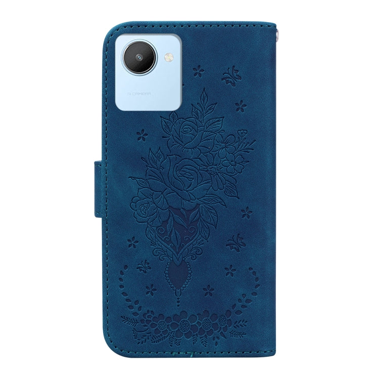 For Realme C30 Butterfly Rose Embossed Leather Phone Case