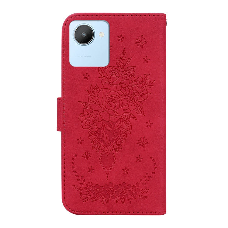 For Realme C30 Butterfly Rose Embossed Leather Phone Case