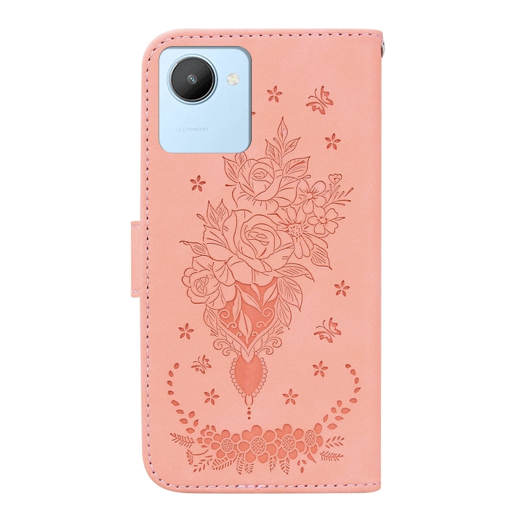 For Realme C30 Butterfly Rose Embossed Leather Phone Case
