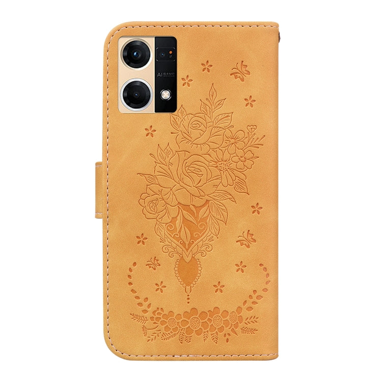 For OPPO Reno7 4G Butterfly Rose Embossed Leather Phone Case