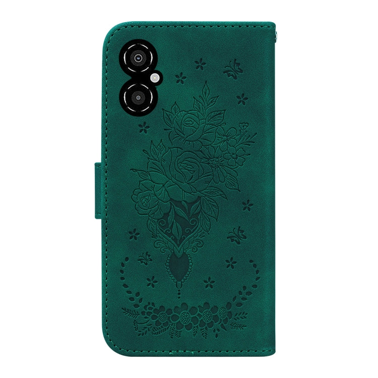 For Xiaomi Poco M4 5G Butterfly Rose Embossed Leather Phone Case