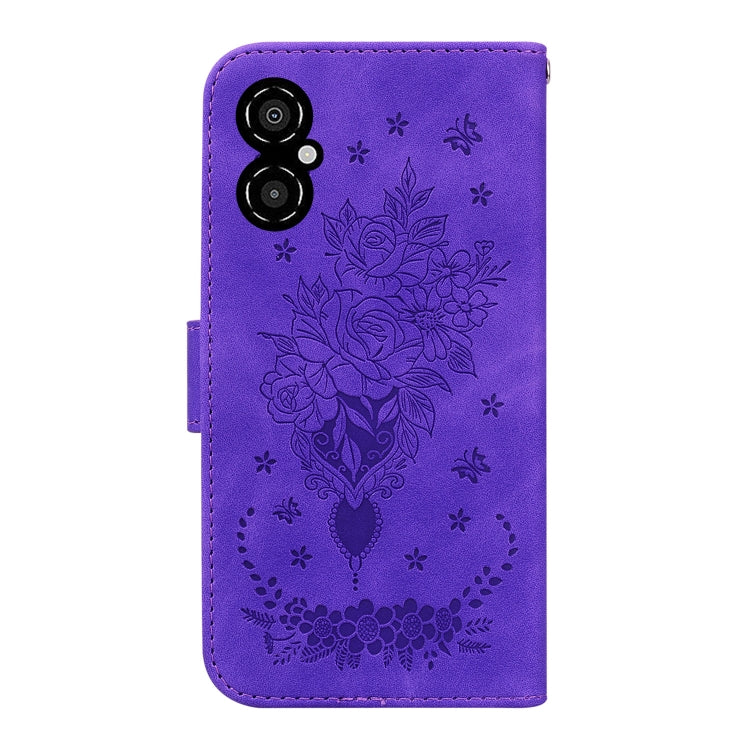 For Xiaomi Poco M4 5G Butterfly Rose Embossed Leather Phone Case
