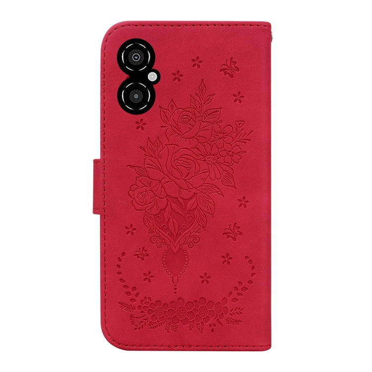 For Xiaomi Poco M4 5G Butterfly Rose Embossed Leather Phone Case