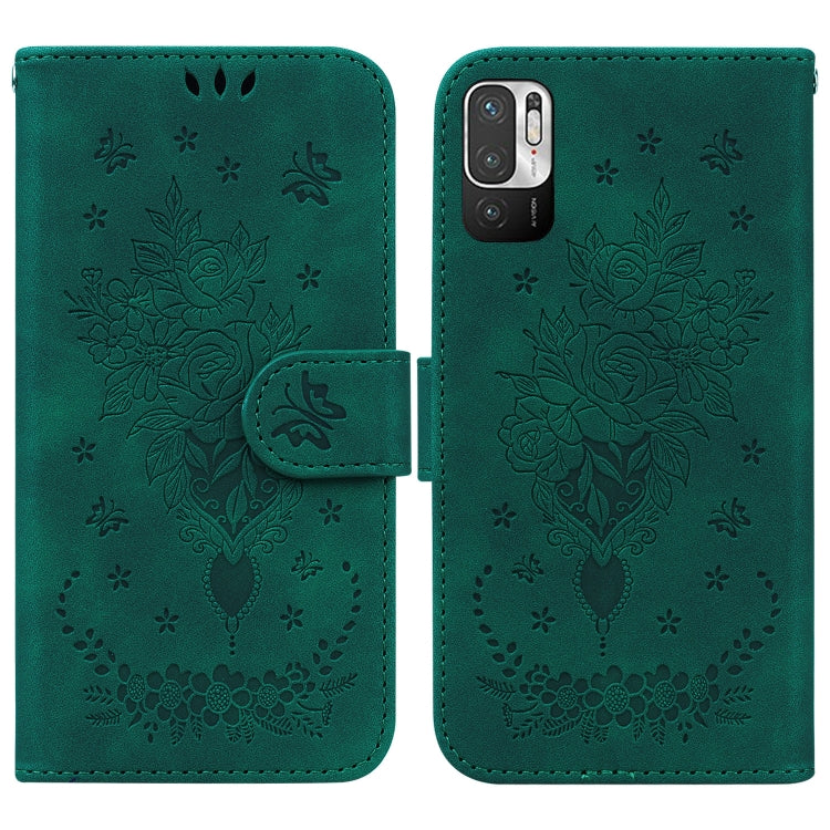 For Xiaomi Redmi Note 11T Pro / 11T Pro+ 5G Butterfly Rose Embossed Leather Phone Case