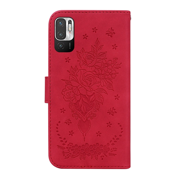 For Xiaomi Redmi Note 11T Pro / 11T Pro+ 5G Butterfly Rose Embossed Leather Phone Case