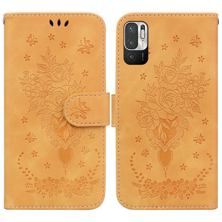 For Xiaomi Redmi Note 11T Pro / 11T Pro+ 5G Butterfly Rose Embossed Leather Phone Case