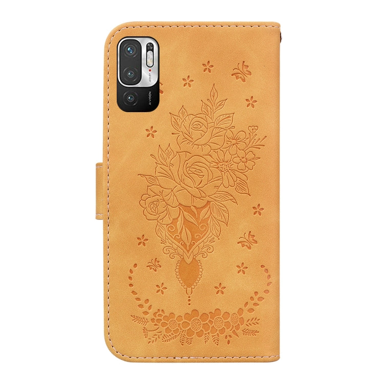 For Xiaomi Redmi Note 11T Pro / 11T Pro+ 5G Butterfly Rose Embossed Leather Phone Case