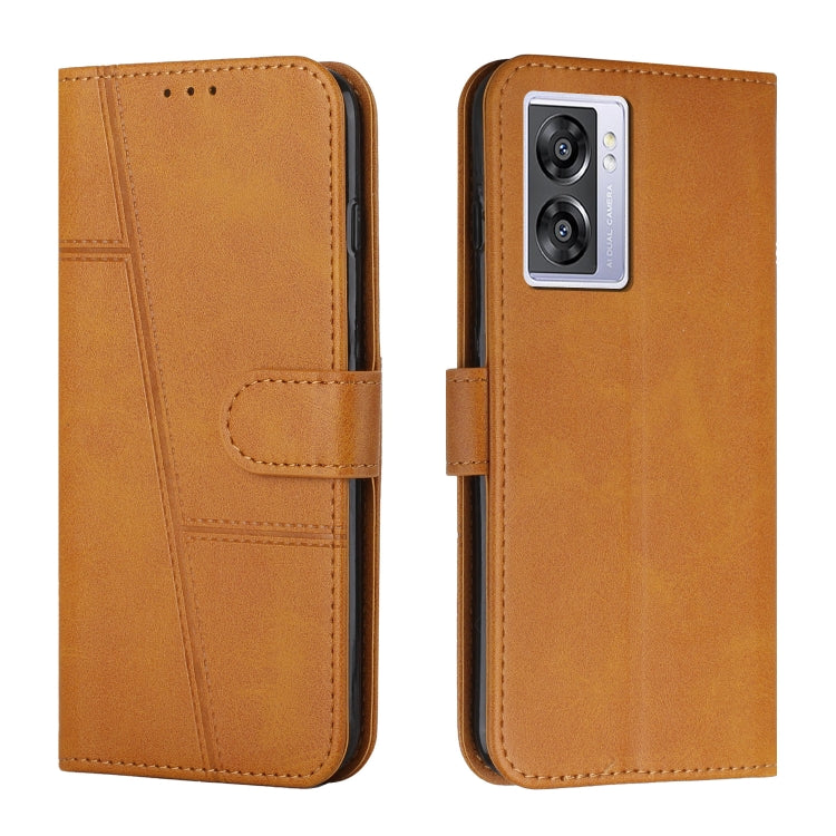 Stitching Calf Texture Buckle Leather Phone Case For OPPO A57 5G/Realme V23/A77 5G/A57 4G Global/A57e 4G Global/A57s 4G Global/A77 4G Global/OnePlus Nord N20 SE 4G Global