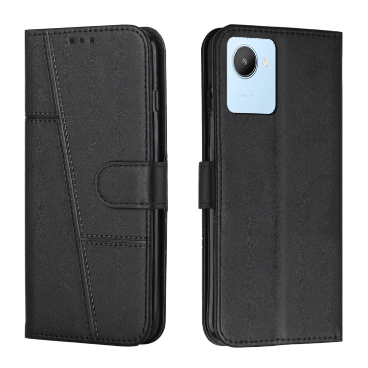 For Realme C30 4G Stitching Calf Texture Buckle Leather Phone Case