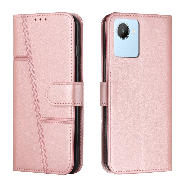 For Realme C30 4G Stitching Calf Texture Buckle Leather Phone Case