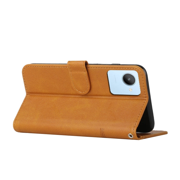 For Realme C30 4G Stitching Calf Texture Buckle Leather Phone Case