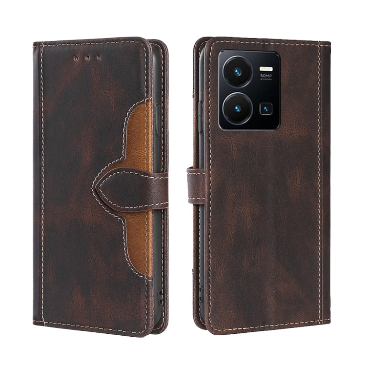 For vivo Y35 4G / Y22 / Y22s Skin Feel Magnetic Buckle Leather Phone Case