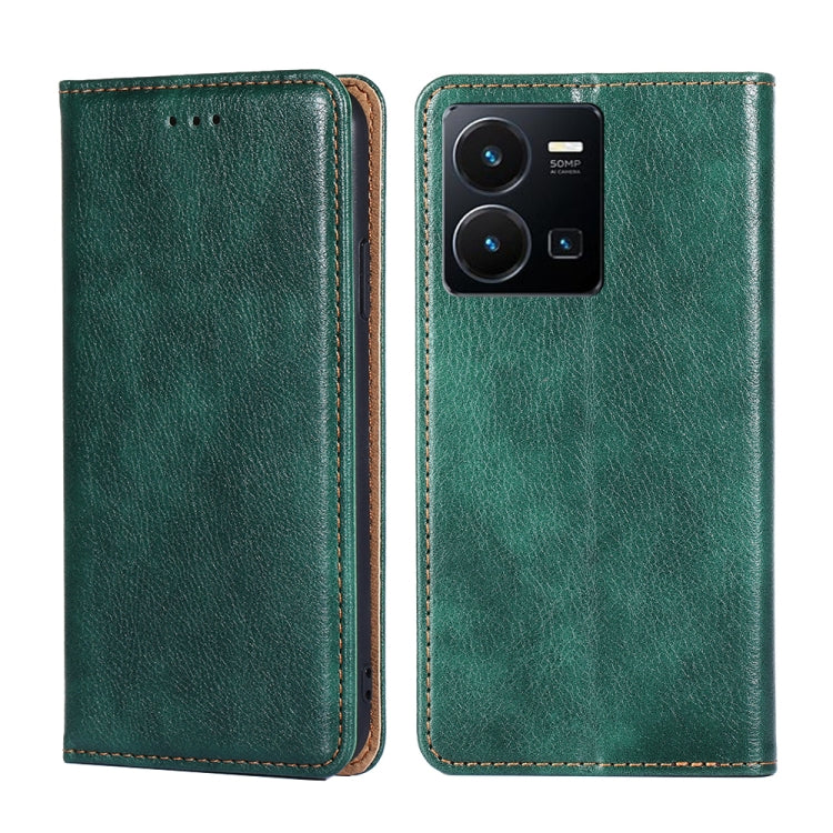 For vivo Y35 4G / Y22 / Y22s Gloss Oil Solid Color Magnetic Leather Phone Case