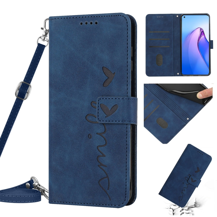 For OPPO Reno8 5G/Reno8 5G Global Skin Feel Heart Pattern Leather Phone Case