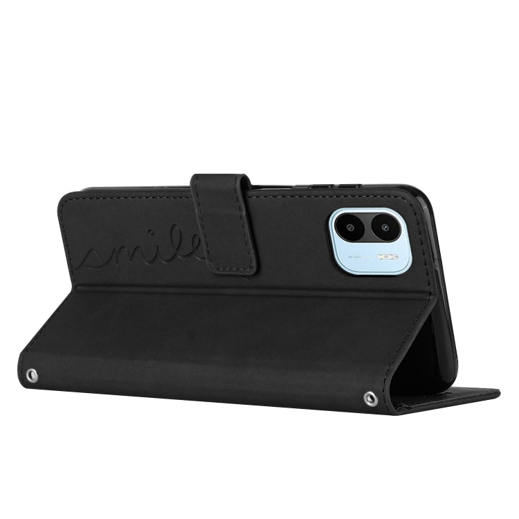 For Xiaomi Redmi A1 Skin Feel Heart Pattern Leather Phone Case with Lanyard