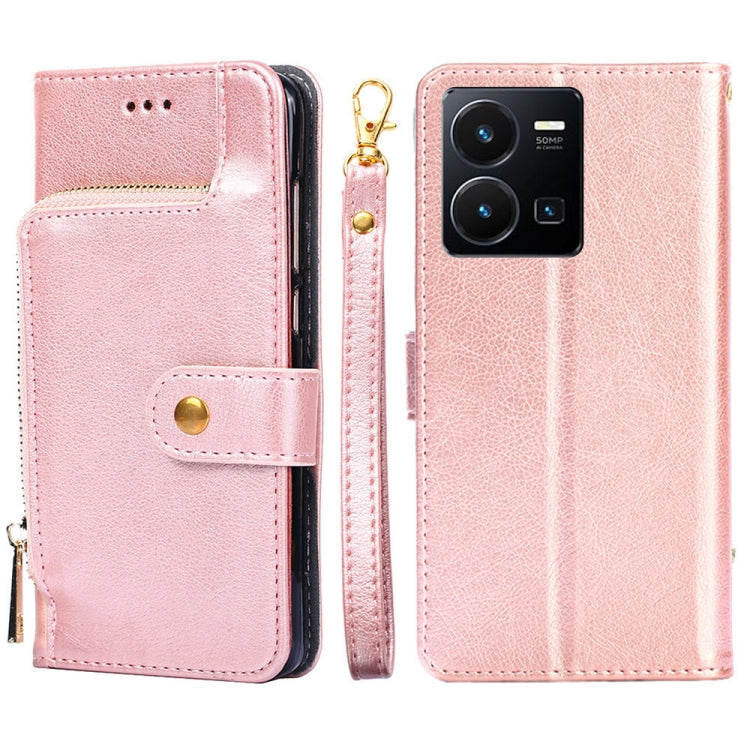 For vivo Y35 4G / Y22 / Y22s Zipper Bag Leather Phone Case