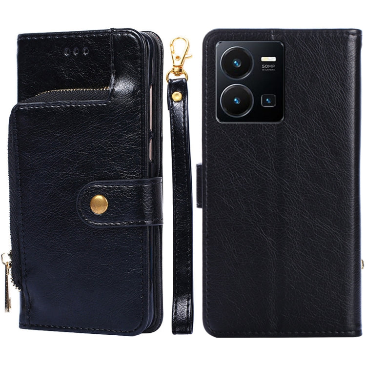 For vivo Y35 4G / Y22 / Y22s Zipper Bag Leather Phone Case
