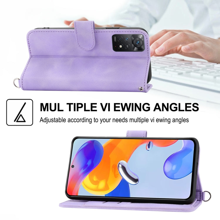 For Xiaomi Redmi Note 11 Pro Skin-feel Flowers Embossed Wallet Leather Phone Case