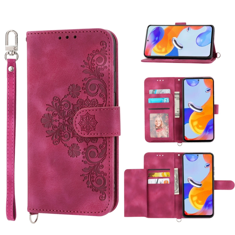 For Xiaomi Redmi Note 11 Pro Skin-feel Flowers Embossed Wallet Leather Phone Case