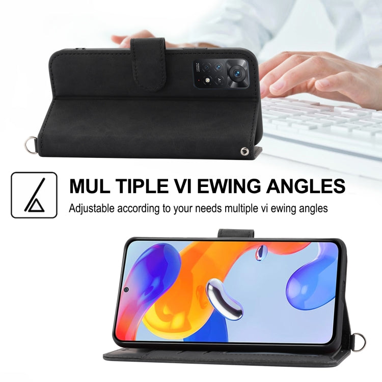 For Xiaomi Redmi Note 11 5G Skin-feel Flowers Embossed Wallet Leather Phone Case