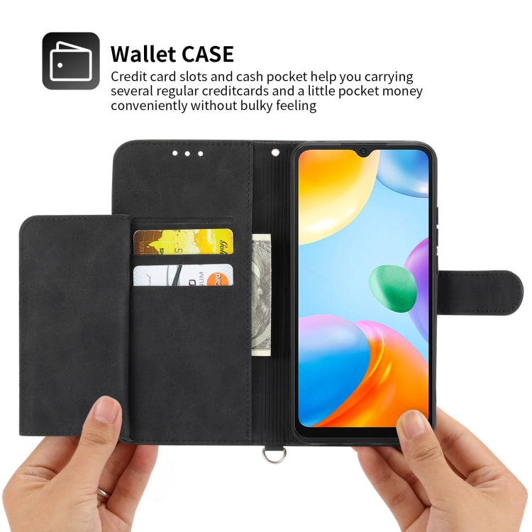 For Xiaomi Redmi 10C Skin-feel Flowers Embossed Wallet Leather Phone Case