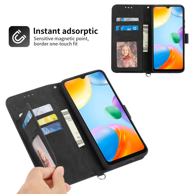 For Xiaomi Redmi 10C Skin-feel Flowers Embossed Wallet Leather Phone Case