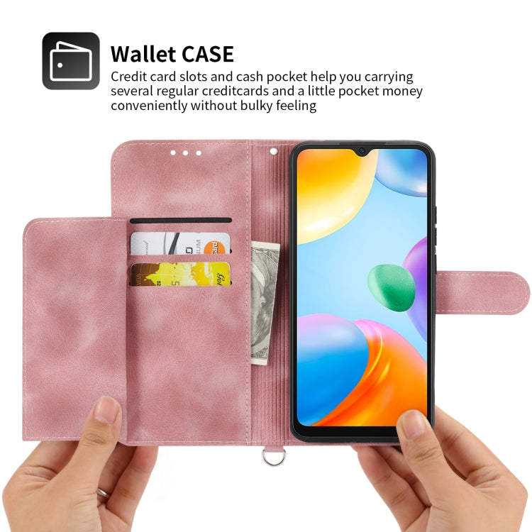 For Xiaomi Redmi 10C Skin-feel Flowers Embossed Wallet Leather Phone Case