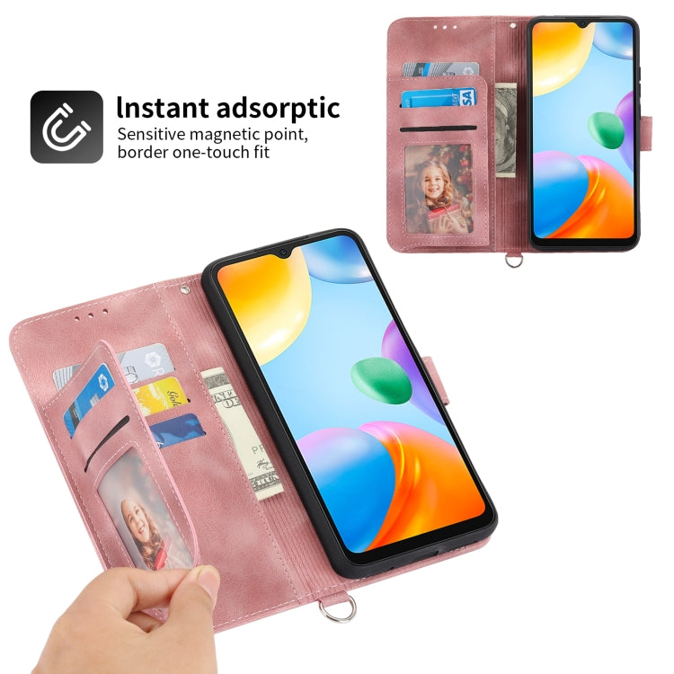 For Xiaomi Redmi 10C Skin-feel Flowers Embossed Wallet Leather Phone Case