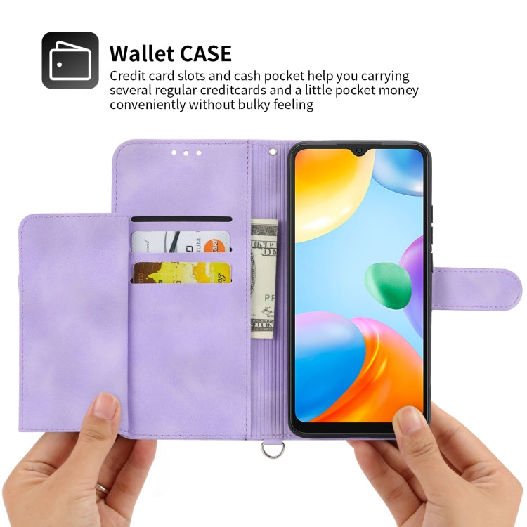 For Xiaomi Redmi 10C Skin-feel Flowers Embossed Wallet Leather Phone Case