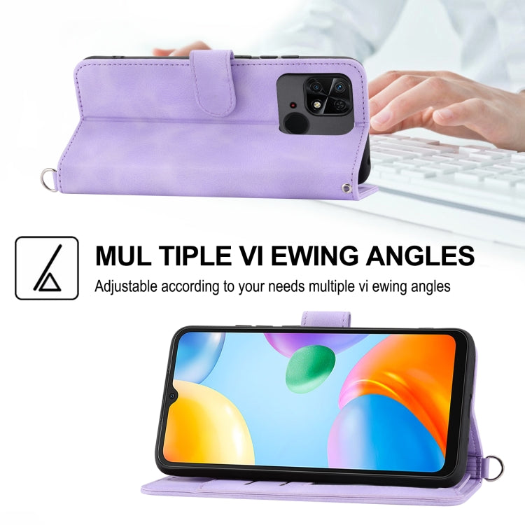 For Xiaomi Redmi 10C Skin-feel Flowers Embossed Wallet Leather Phone Case