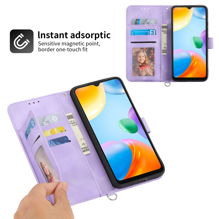 For Xiaomi Redmi 10C Skin-feel Flowers Embossed Wallet Leather Phone Case