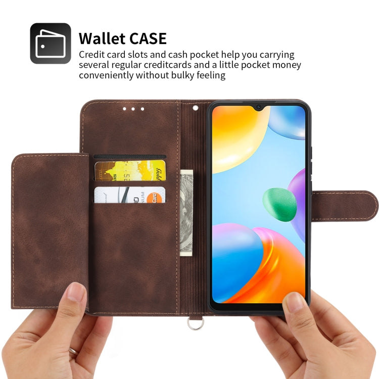 For Xiaomi Redmi 10C Skin-feel Flowers Embossed Wallet Leather Phone Case