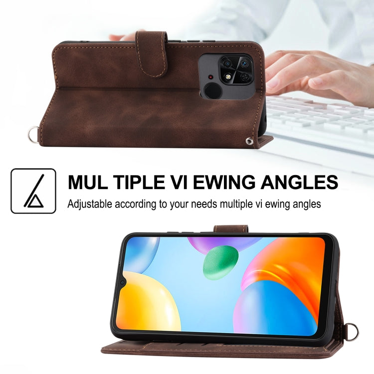 For Xiaomi Redmi 10C Skin-feel Flowers Embossed Wallet Leather Phone Case