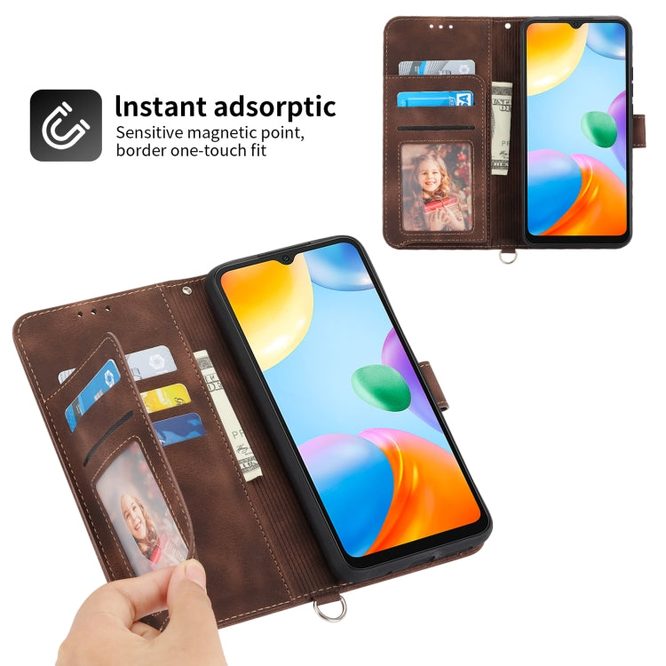 For Xiaomi Redmi 10C Skin-feel Flowers Embossed Wallet Leather Phone Case