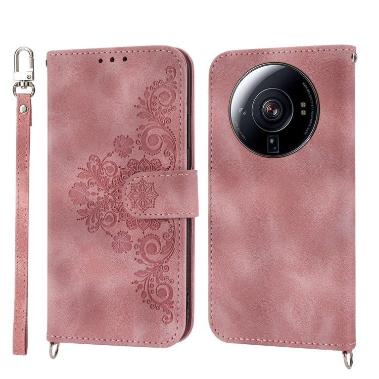 For Xiaomi 12 Ultra Skin-feel Flowers Embossed Wallet Leather Phone Case