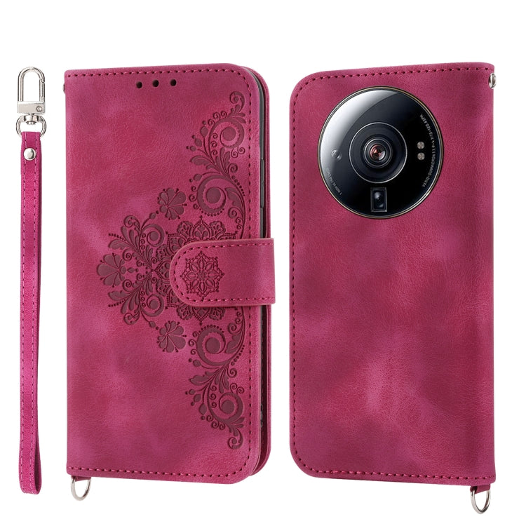 For Xiaomi 12 Ultra Skin-feel Flowers Embossed Wallet Leather Phone Case