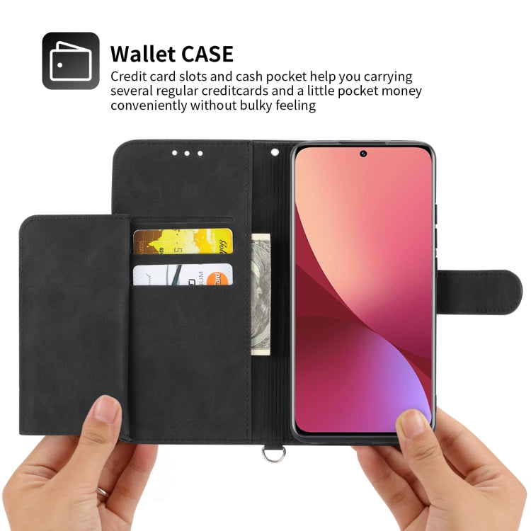 For Xiaomi 12 Pro Skin-feel Flowers Embossed Wallet Leather Phone Case