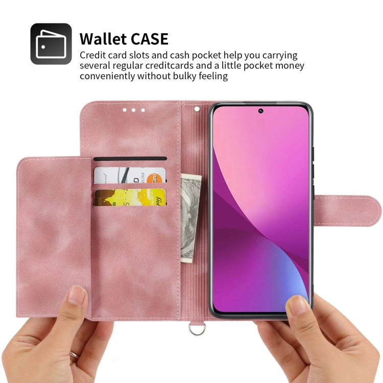 For Xiaomi 12 Lite Skin-feel Flowers Embossed Wallet Leather Phone Case