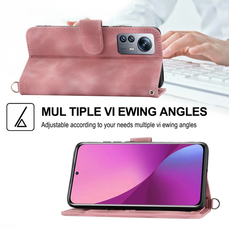 For Xiaomi 12 Lite Skin-feel Flowers Embossed Wallet Leather Phone Case