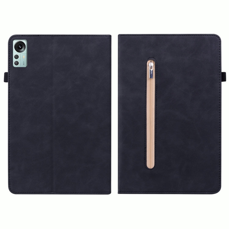 For Xiaomi Pad 5 Pro 12.4 Skin Feel Solid Color Zipper Leather Tablet Case