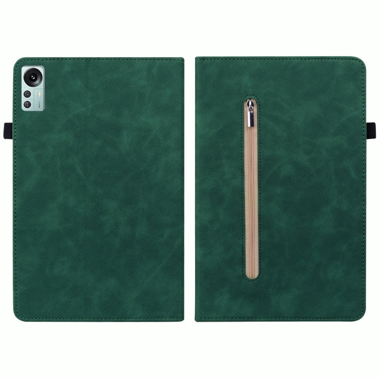 For Xiaomi Pad 5 Pro 12.4 Skin Feel Solid Color Zipper Leather Tablet Case