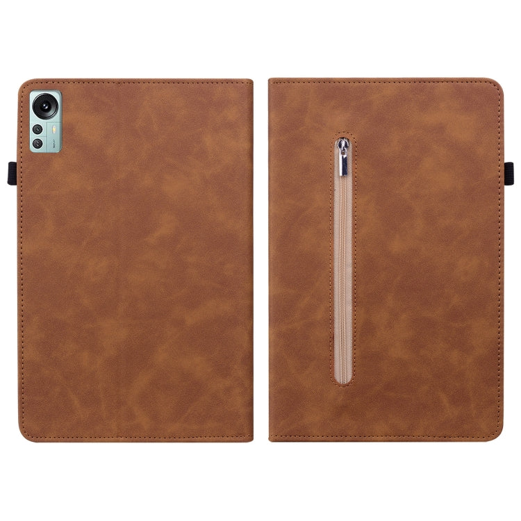 For Xiaomi Pad 5 Pro 12.4 Skin Feel Solid Color Zipper Leather Tablet Case
