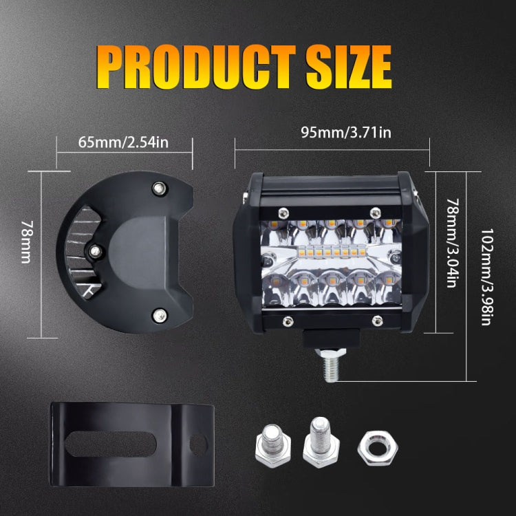 4 inch 13W 3 Row Car LED Strip Light Working Refit Off-road Vehicle Lamp Roof Strip Light with Yellow White Flash