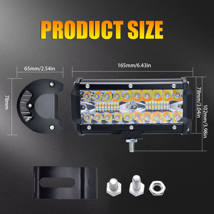 7 inch 15W 3 Row Car LED Strip Light Working Refit Off-road Vehicle Lamp Roof Strip Light with Yellow White Flash