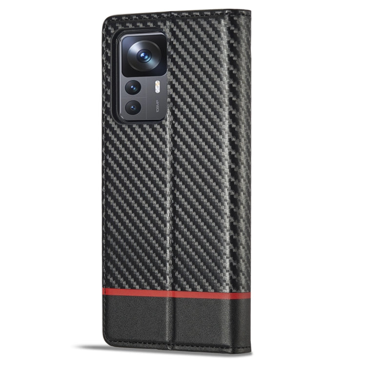 For Xiaomi 12T/12T Pro/Redmi K50 Ultra LC.IMEEKE Carbon Fiber Texture Flip Leather Phone Case