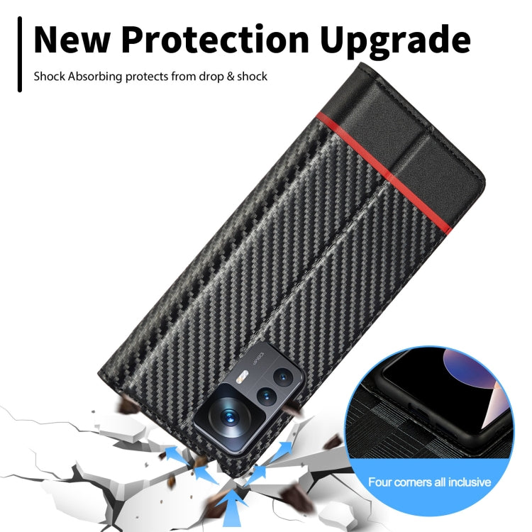 For Xiaomi 12T/12T Pro/Redmi K50 Ultra LC.IMEEKE Carbon Fiber Texture Flip Leather Phone Case