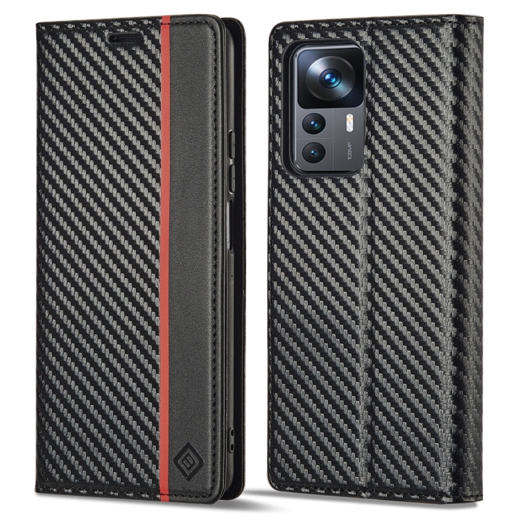 For Xiaomi 12T/12T Pro/Redmi K50 Ultra LC.IMEEKE Carbon Fiber Texture Flip Leather Phone Case